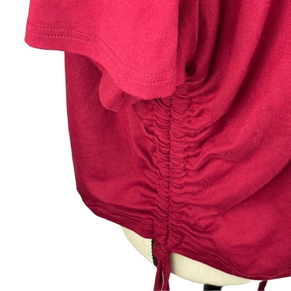 Shein Curve Red Cotton Blnd Drawstring Side short sleeve Tee & Skirt set Sz 4XL - Picture 6 of 11